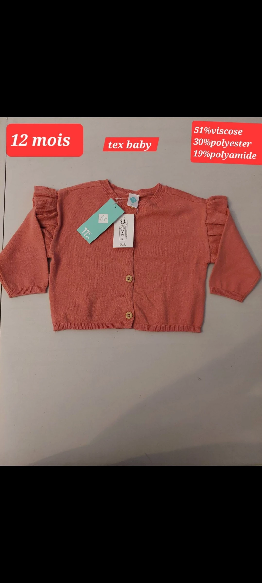 Gilet marron fille 12 mois 